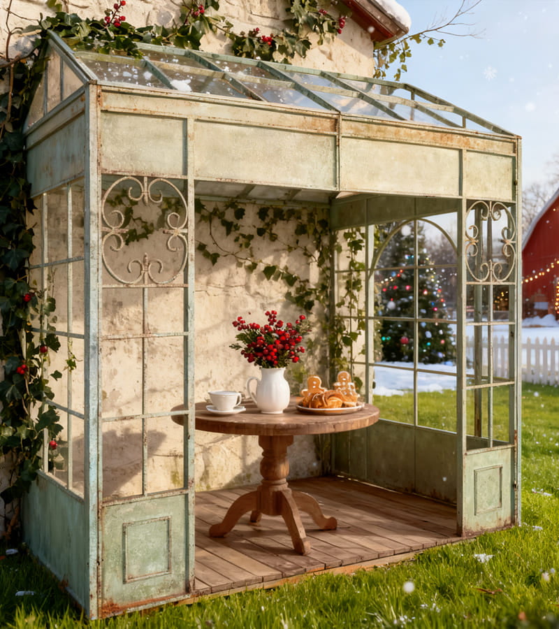 Antique garden decor including magnesia planters and outdoor decorative pieces